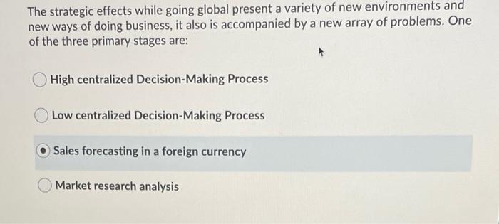 The strategic effects while going global present