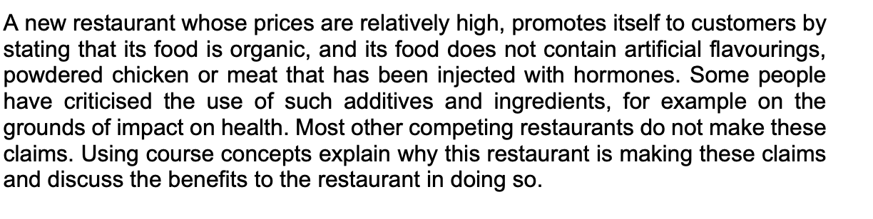 A new restaurant whose prices are relatively