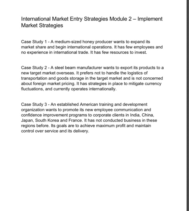 International Market Entry Strategies Module 2 -