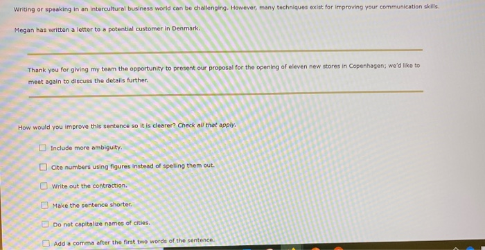 Writing or speaking in an intercultural business