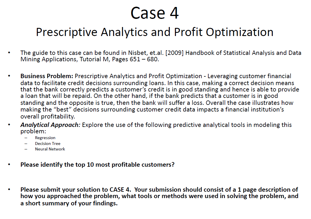 Case 4 Prescriptive Analytics and Profit