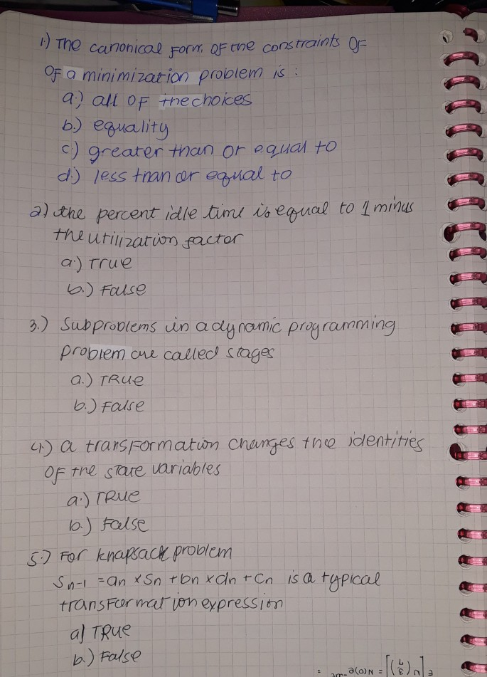 1) The canonical form of the constraints Off Of a