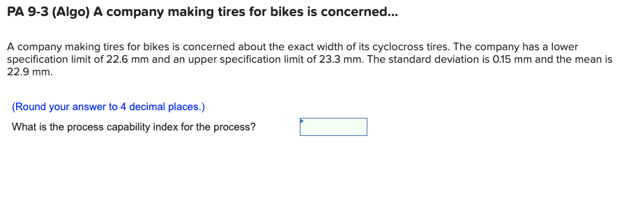 PA 9-3 (Algo) A company making tires for bikes is