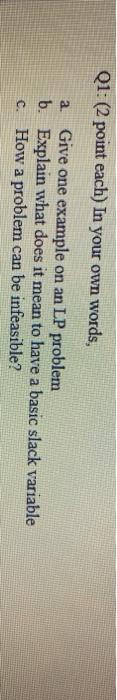 operation research ( industrial engineering) Q1: