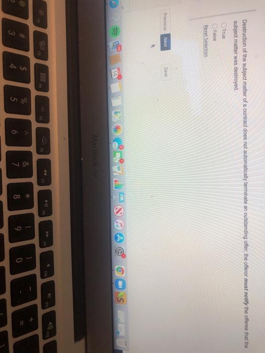 Destruction of the subject matter of a contract