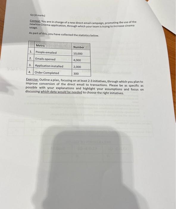 urgently Q1 (4 marks) Context: You are in charge