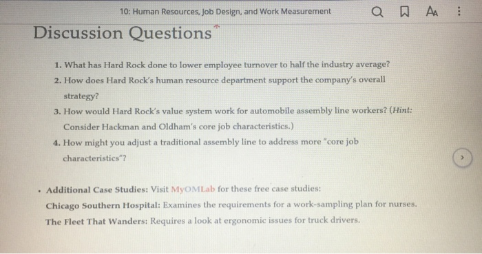 10: Human Resources, Job Design, and Work