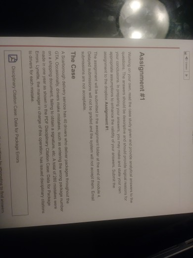 Assignment #1 Working on your own read the case