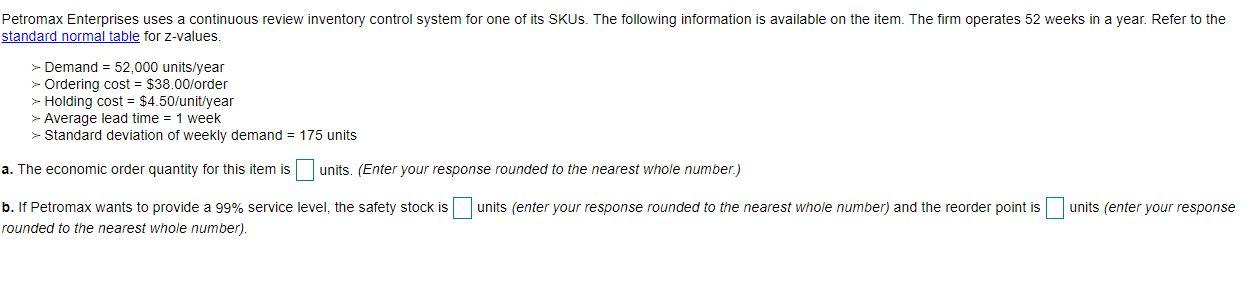Petromax Enterprises uses a continuous review