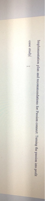 Implementation plan and recommendations for