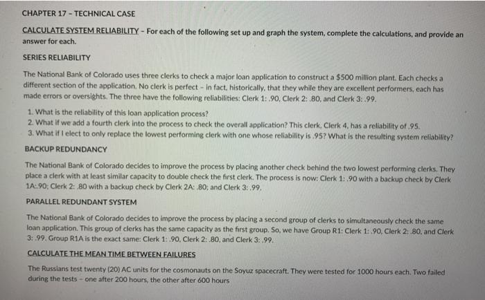 CHAPTER 17 - TECHNICAL CASE CALCULATE SYSTEM