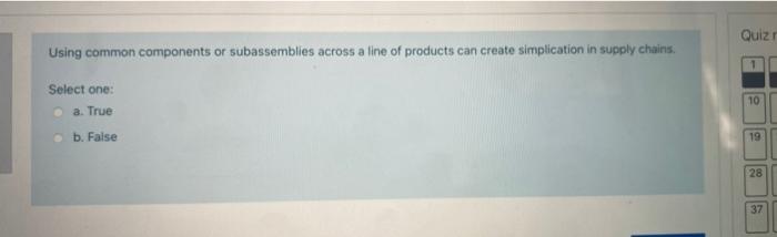 sq1 Quiz Using common components or subassemblies