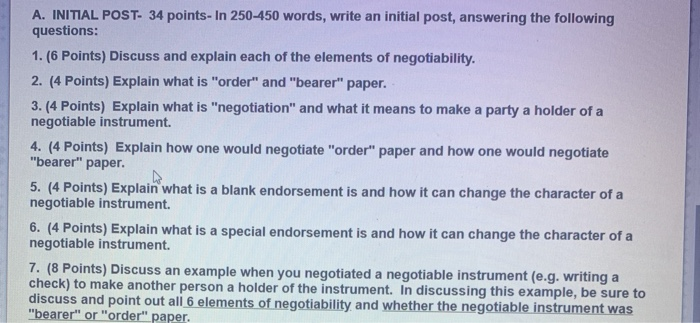 A. INITIAL POST- 34 points- In 250-450 words,