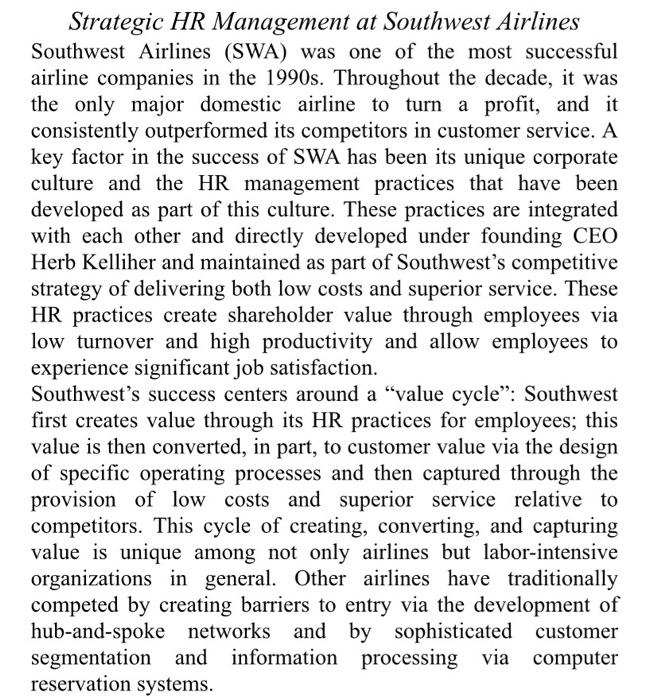 Strategic HR Management at Southwest Airlines