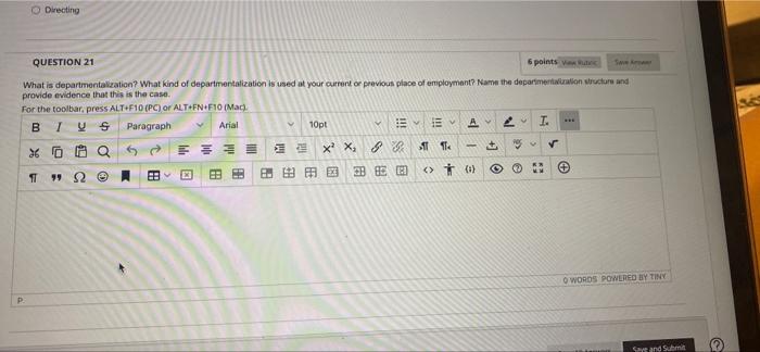 Directing QUESTION 21 6 points Rec Save A What is