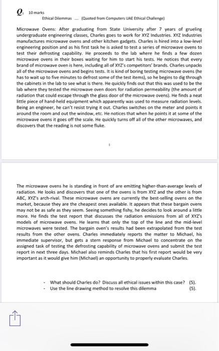 Q10 marks Ethical Dilemmas - (Quoted from