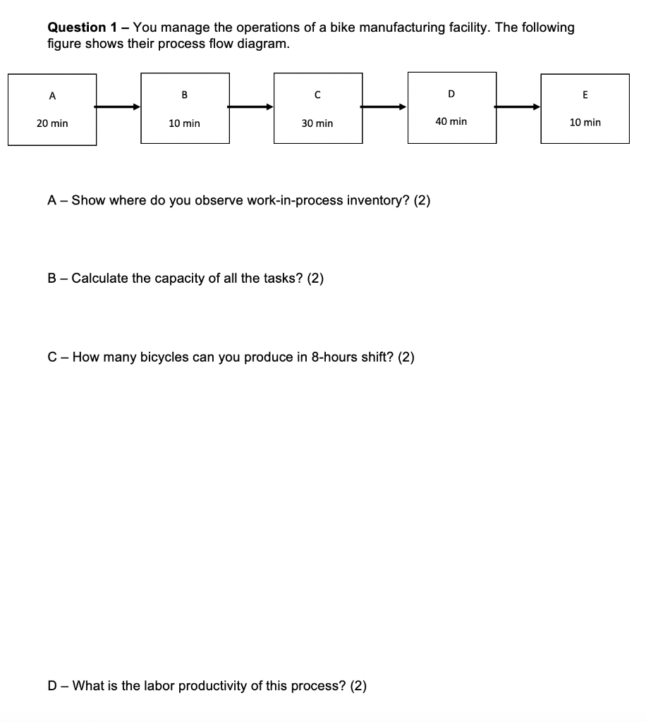 PLEASE DO E,F,G Question 1 - You manage the