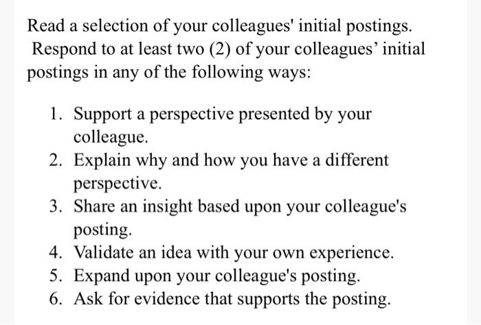 Read a selection of your colleagues' initial