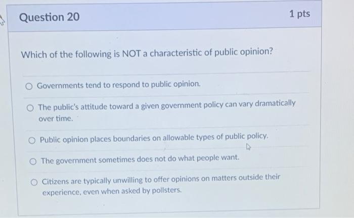 Question 20 1 pts Which of the following is NOT a