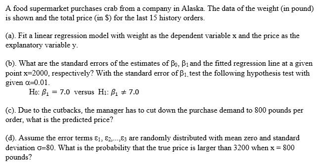 A food supermarket purchases crab from a company