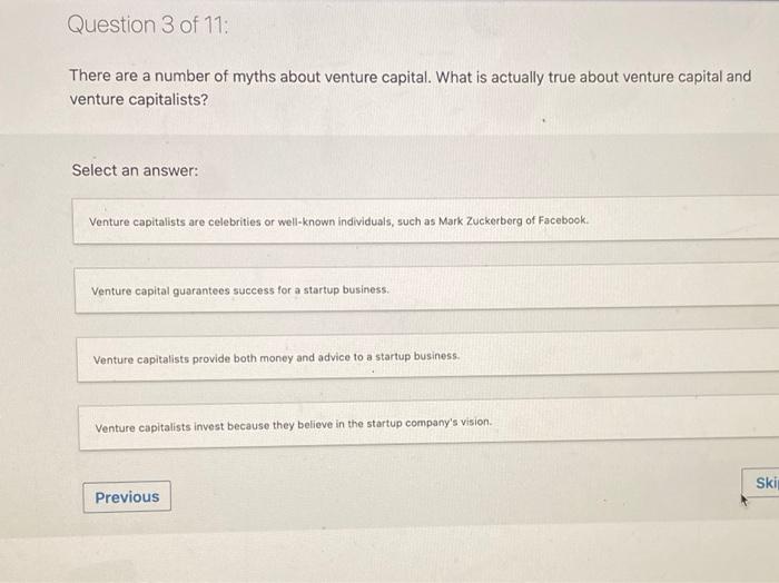 Question 1 of 11: Which type of financing product