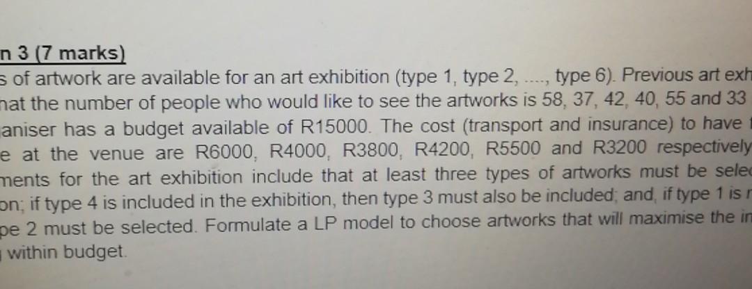 rtwork are available for an art exhibition (type