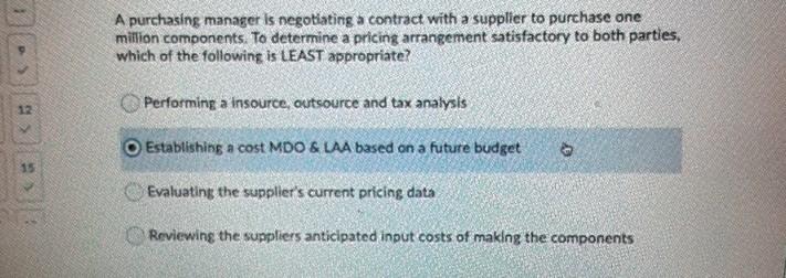 A purchasing manager is negotiating a contract