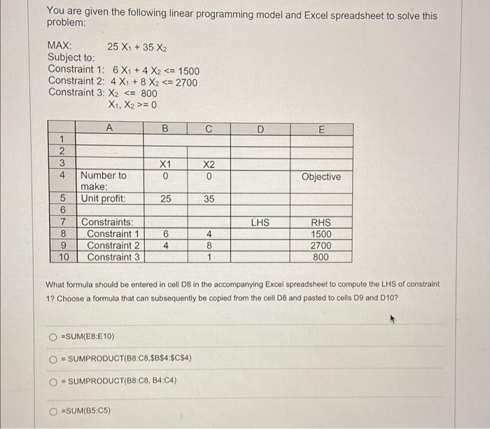 please explain You are given the following linear