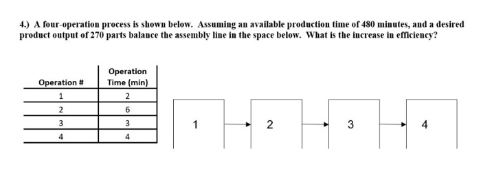 4.) A four-operation process is shown below.