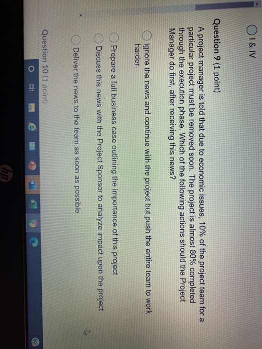 Identify potential risks Question 2 (1 point)