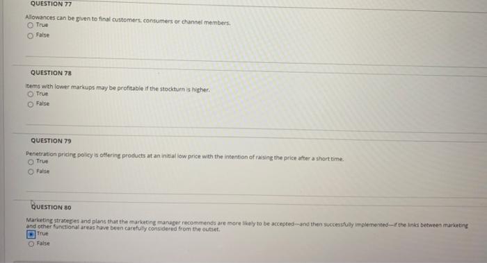 QUESTION 77 Allowances can be given to final