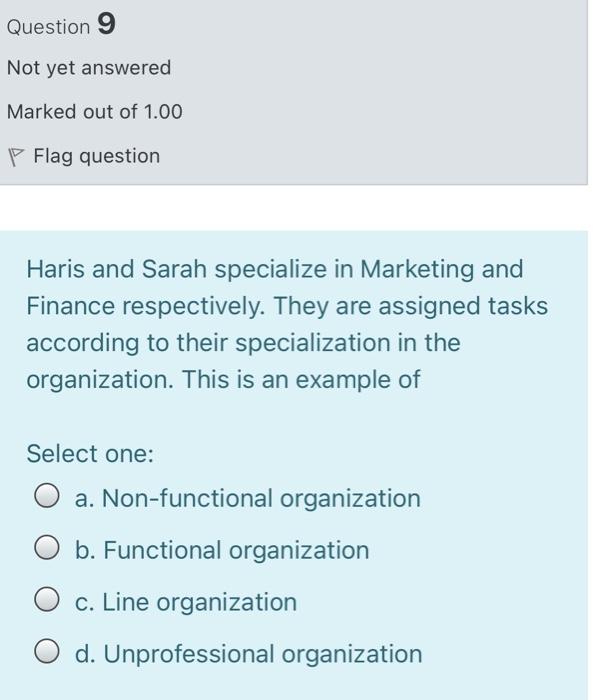 Question 9 Not yet answered Marked out of 1.00 P