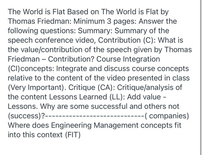 The World is Flat Based on The World is Flat by