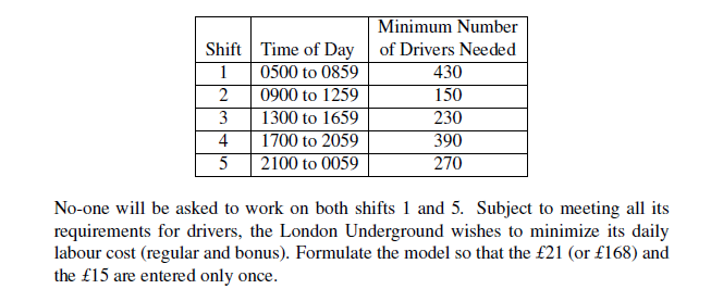 Formulate an algebraic model for the problem. Use