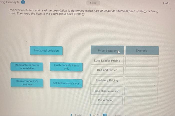 eing Concepts Saved Help Roll over each item and