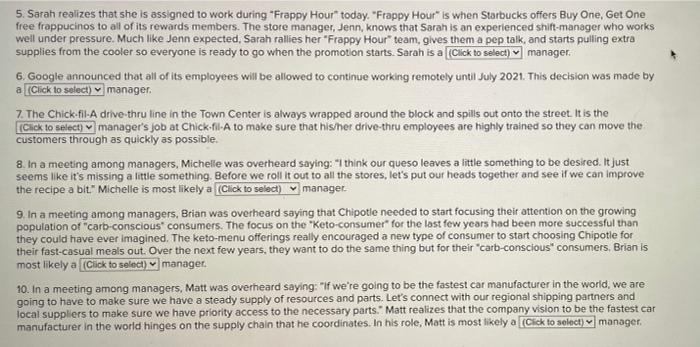 5. Sarah realizes that she is assigned to work