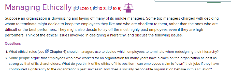 Managing Ethically L010-1, C10-3, 10-5] Suppose