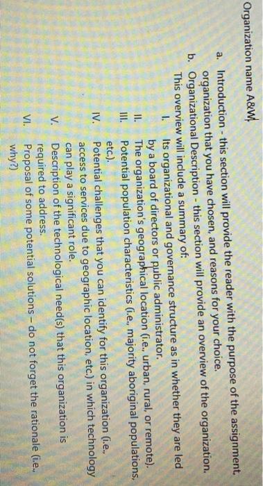 Organization name A&W! a. Introduction - this