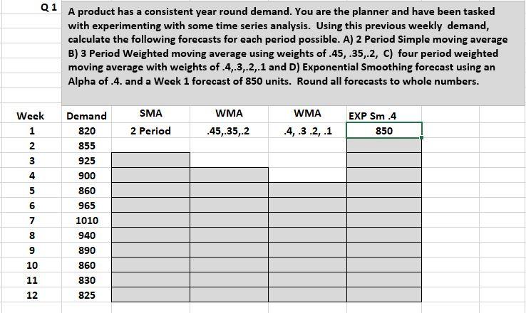 Q1 A product has a consistent year round demand.