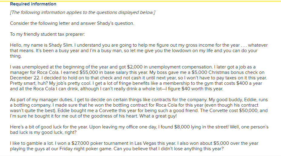 Required information (The following information