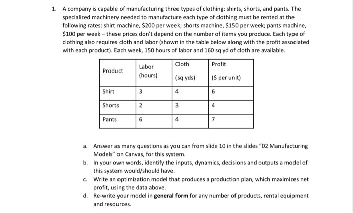 omit a) 1. A company is capable of manufacturing