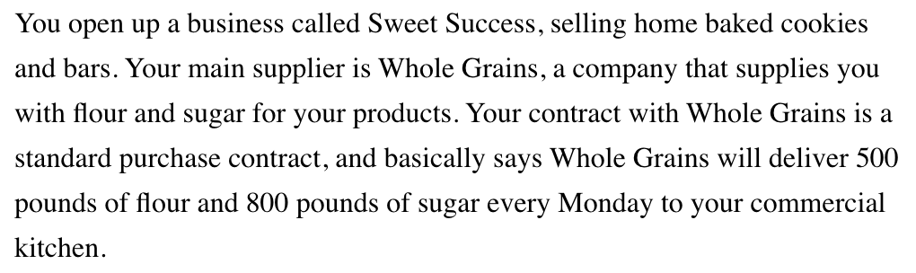 Scenario from Assignment 1 if needed: Let's