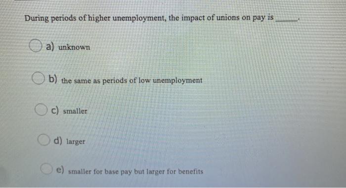 During periods of higher unemployment, the impact