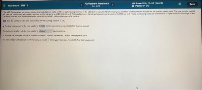 Homework: HW11 Question 6, Problem 3 HW Score: