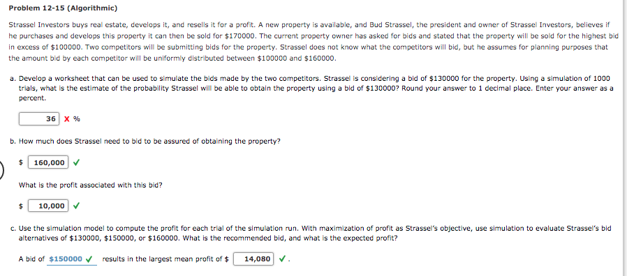 Problem 12-15 (Algorithmic) Strassel Investors