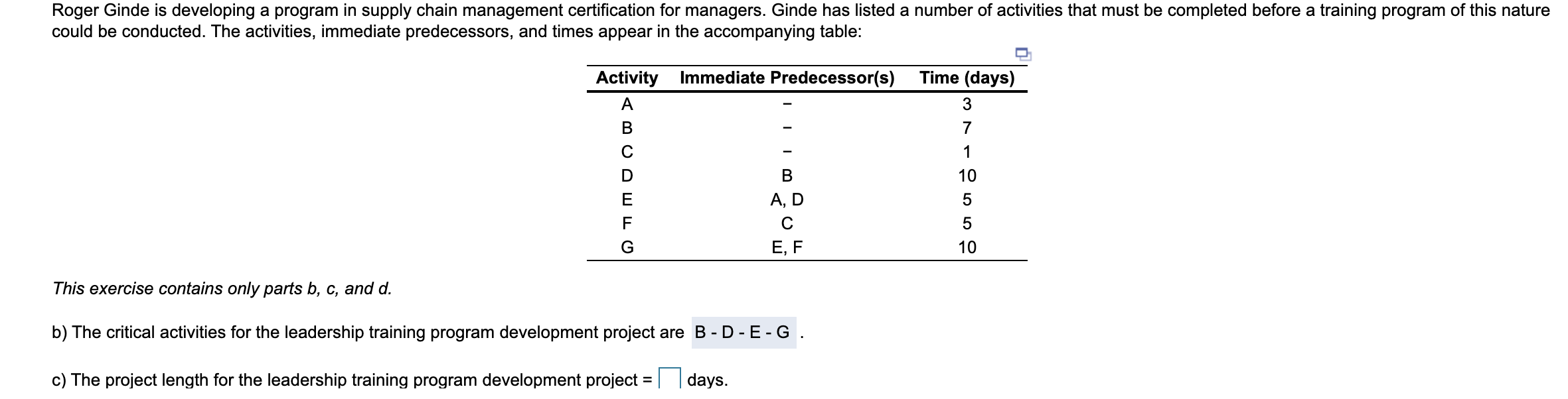 Robert Ginde is developing a program in supply