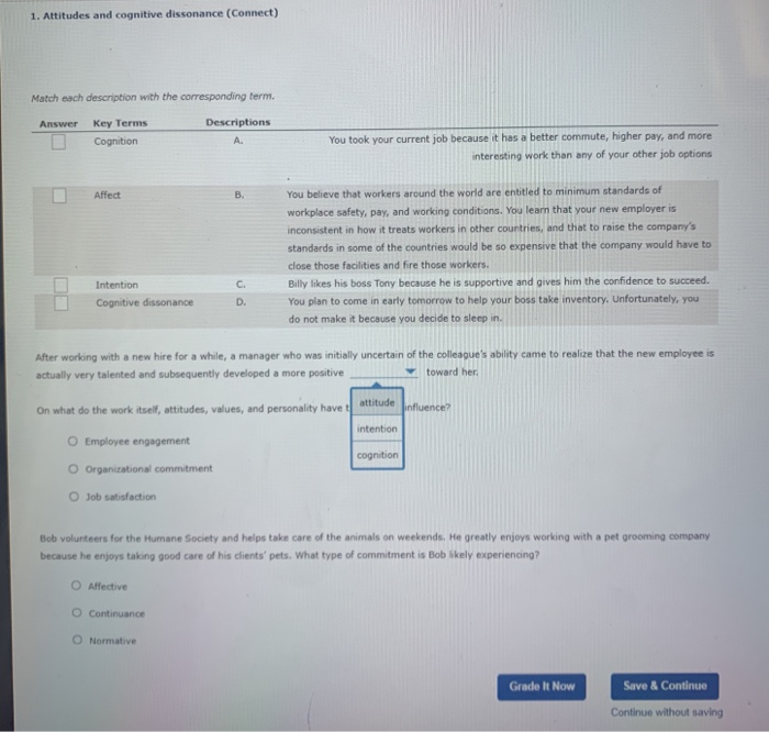 1. Attitudes and cognitive dissonance (Connect)