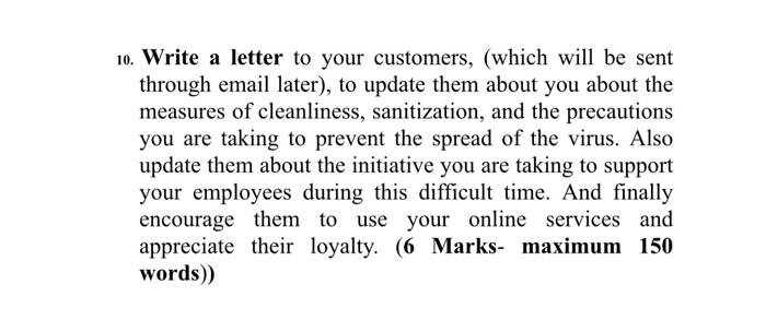 10. Write a letter to your customers, (which will