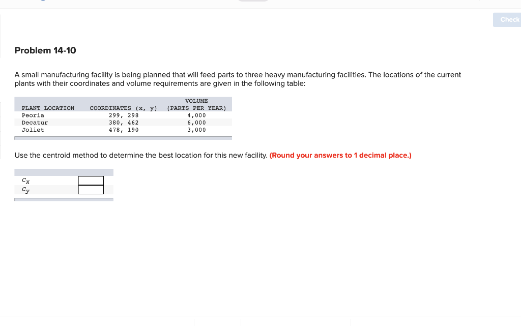 Check Problem 14-10 A small manufacturing