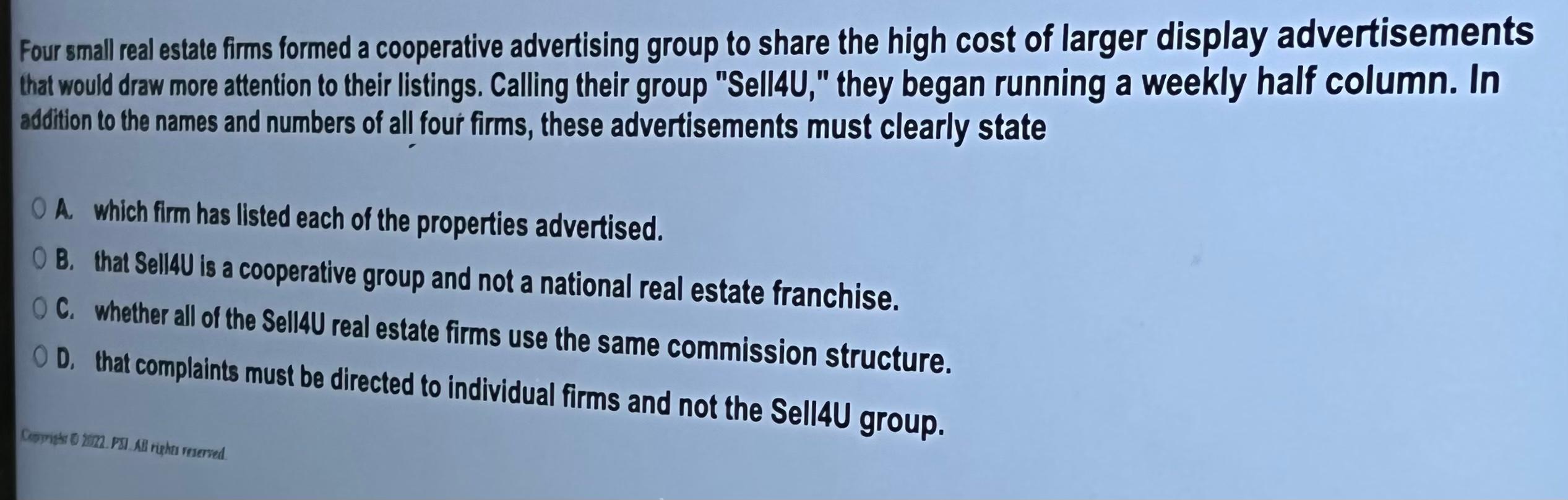 A time share salesperson O A. does not need a